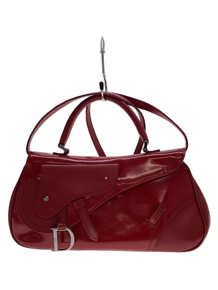 CHRISTIAN DIOR Saddle 2 Way Shoulder Bag in Red Leather Pre-Owned Excellent Condition Authentic