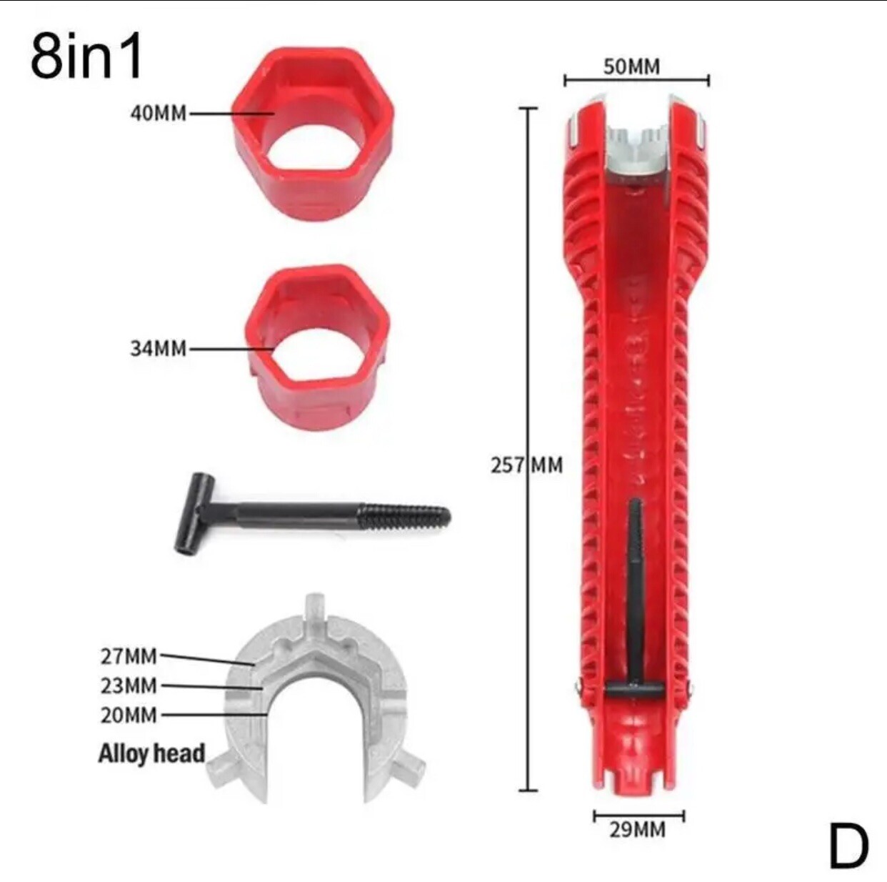 8in1 Sink MultiWater Pipe Wrench Sink Tap Nut Spanner Installer