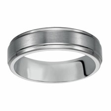 6mm Men's Or Ladie's Tungsten Carbide Brush With Step Edge Wedding Band Ring