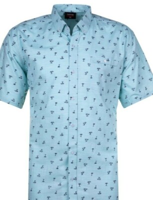 ESPIONAGE BLUE PALM PRINT SHIRT SH286 2XL3XL4XL5XL6XL7XL8XL
