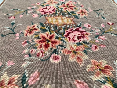 Vintage French Style Aubusson Needle point Stunning Area Rug 3x5 ft Free Ship - Picture 10 of 12
