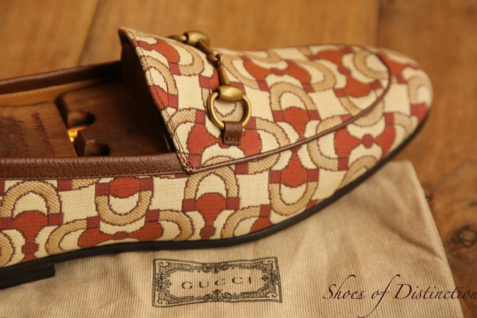 Mocassins Gucci toile cuir marron laiton Horsebit chaussures homme UK 8 US 9 EU 42 neufs