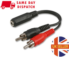 Image of 3.5MM STEREO JACK FEMALE SOCKET TO 2 x RCA PHONO MALE CABLE LEAD ADAPTOR UK