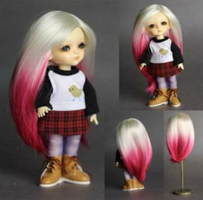 Ruby Red Shocking Pink Gradient Wig - size 5-6  NEW,  MINT