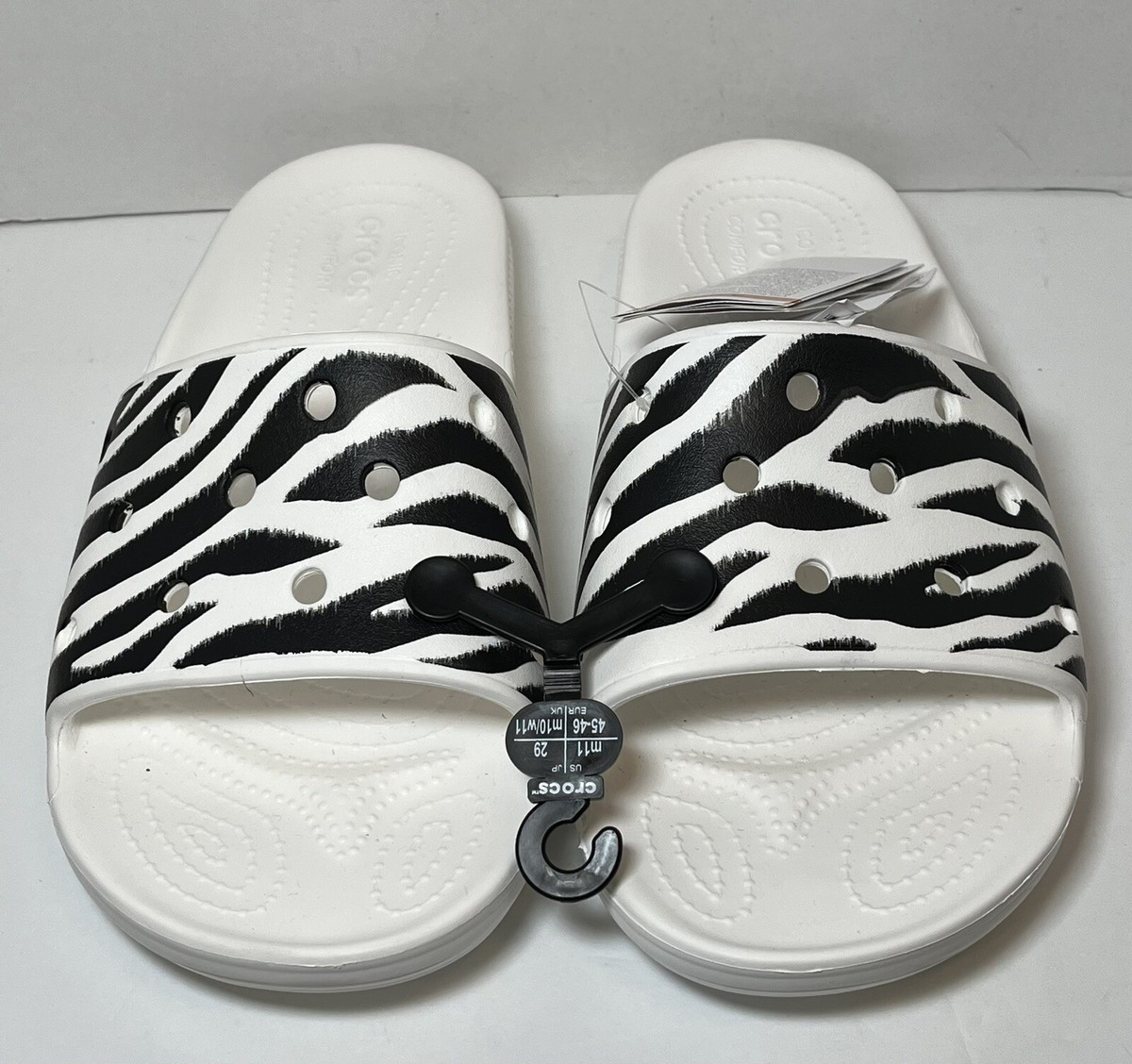 Crocs Zebra Animal Print Slide Sandals Classic 206664-1DE  display picture 1