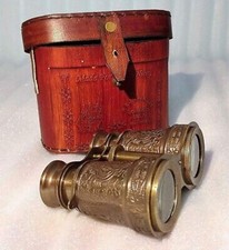 Antique-Brass-Binocular-Vintage-Leather case-Telescope-Pirate-Spyglass