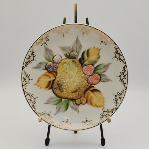 Vtg Wheelock Peoria Japan Textured 3D Pear Peach Grapes Fruit Plates Set Of 2 - Picture 3 of 12