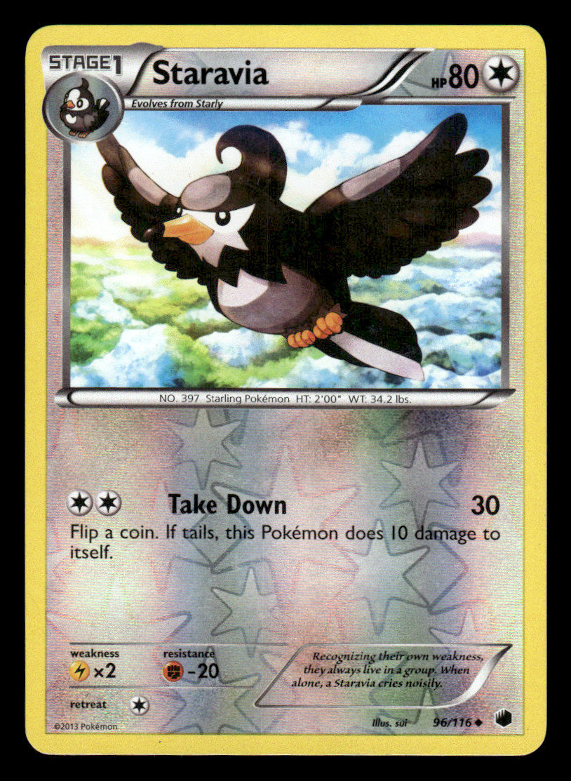 Staravia - 96/116 - Uncommon - Reverse Holo NM, English Pokemon Plasma Freeze