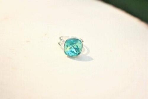 Anello Anniversario Oro Bianco 14 K Tormalina Naturale Paraiba Regalo Spedizione Gratuita - Foto 2 di 3