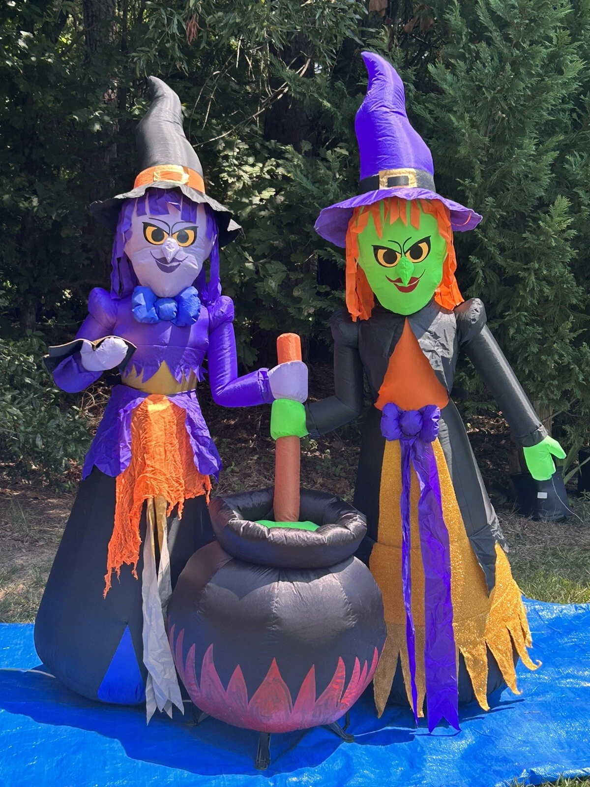 Gemmy 6’ Witches With Cauldron Lighted Halloween Prototype inflatable Airblown