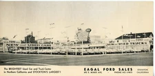 Large Postcard Eagal Ford Car Sales 4.5 x 8.5 inches Miner Ave Stockton CA 1963