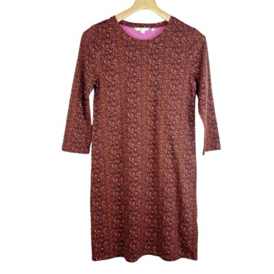 Boden Floral Print 3/4 Sleeve Cotton Pajama Sleep Shirt Dress Women s Size 4