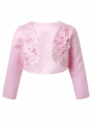 Kids Girls Bolero Shrug Cardigan Dress Long Sleeve Cropped Top Cover Up Party