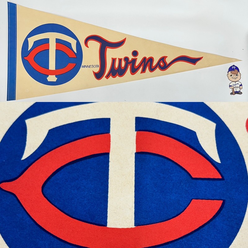 Rare 1970’s Vintage Minnesota Twins Baseball Mlb 12x30 Pennant Flag Red