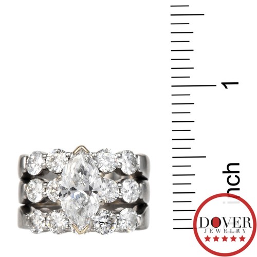 Estate 4.50ct Diamond Platinum 14K Gold Engagement Wedding Band Ring 18.4 gr NR - Picture 4 of 5