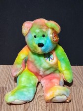 TY Beanie Buddies Collection 1999 Peace Tie-Dye Bear 14" Plush W/ Tags