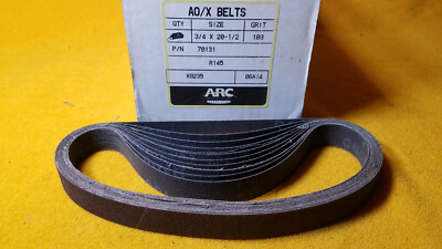 ARC ABRASIVES 3/4'' X 20 1/2'' 100 GRIT SANDING BELTS 10 PC LOT