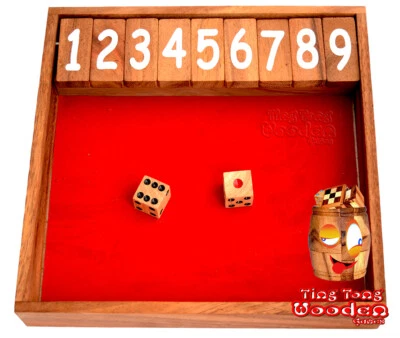 Klappenspiel Shut the Box 9 medium rot Ting Tong Würfelspiel X Spieler Klapp Box - Bild 1 von 4