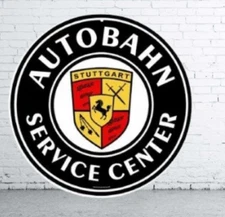 AUTOBAHN  Pure  Porcelain Enamel Heavy Metal Sign 30 Inches  Double  side