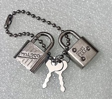 Lot of 2 Vintage WALSCO Made In USA Miniature Padlocks with Keys