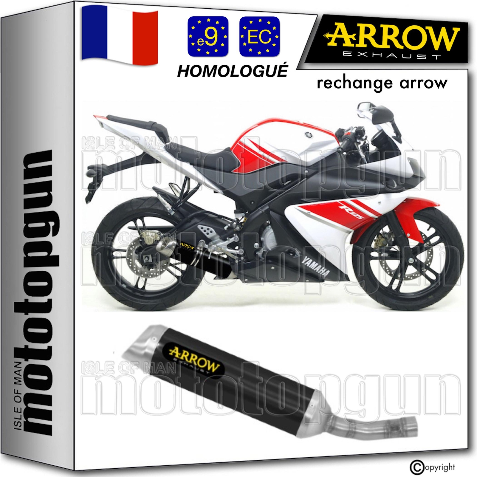 Pot echappement approuve noir Arrow pour Yamaha YZF R125 2010