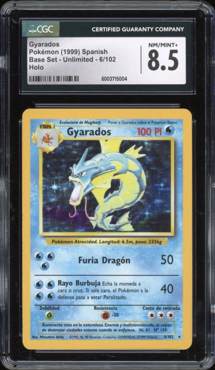 1999 Pokemon SPANISH Unlimited Base Set Gyarados Holo 6/102 CGC
