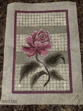 ROSE Flower Vintage Needlepoint Canvas MHING TREE brand Unworked 19"x14"