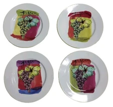Rosanna Set Of Four Dessert Plates Grape Motive Vintage