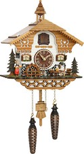 cuckoo clock black forest quartz german music moving beer drinker battery wood 