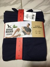 Eddie Bauer 2-Pack Men's Lounge Short, Size Medium, White/Blue, New