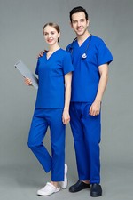 NiaaHinn Unisex Medical Nursing Scrub Set - Short Sleeve Tops with 35 Cotton