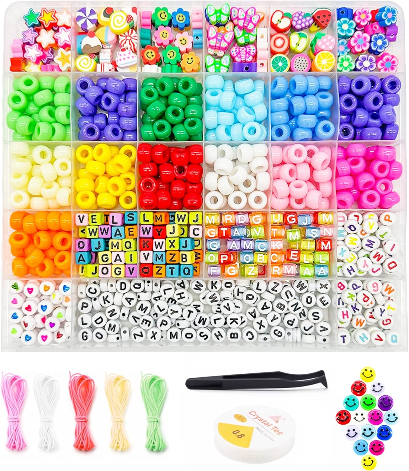 DIY Bracelet Kit with Pony Clay Smiley Letter Beads for Friendship Crafts