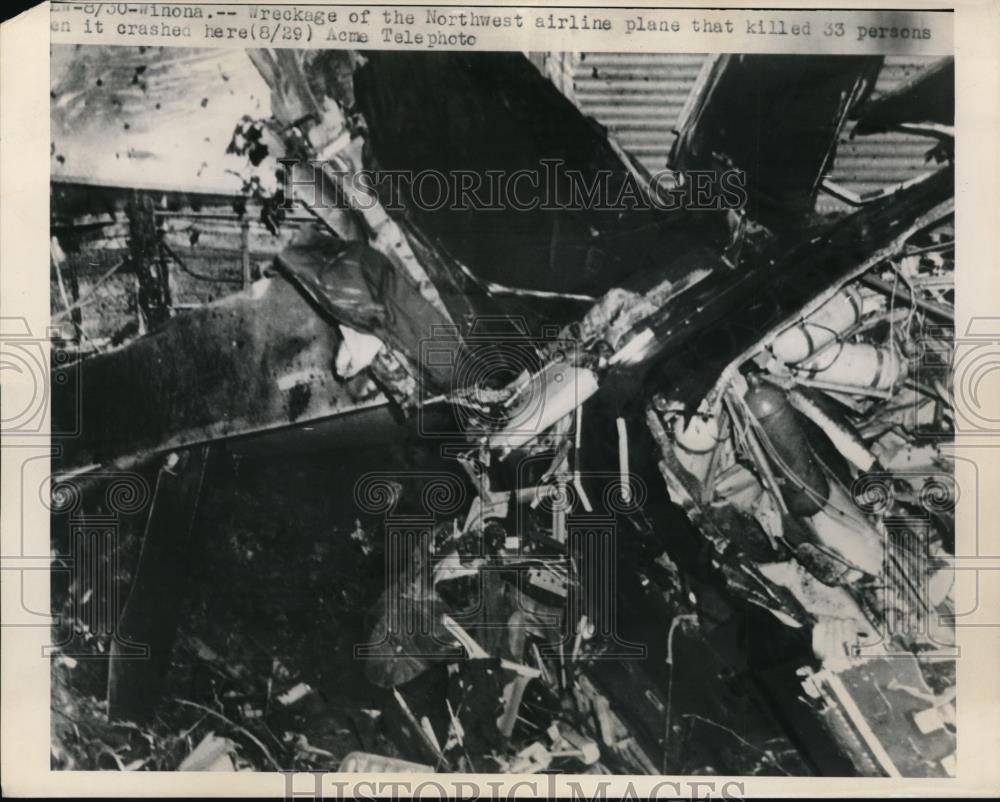 1948 Press Photo Wreckage of NW Airlines plane at Winona | eBay