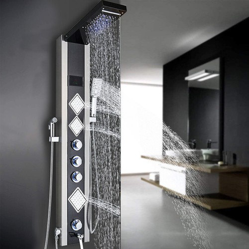 Duschpaneel Edelstahl LED Wasserfall Regendusche Massage Duschsäule Duscharmatur - Bild 189 von 220