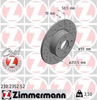 2X Zimmermann 230.2352.52 Bremsscheibe FüR Alfa Romeo Passend FüR Fiat Lancia