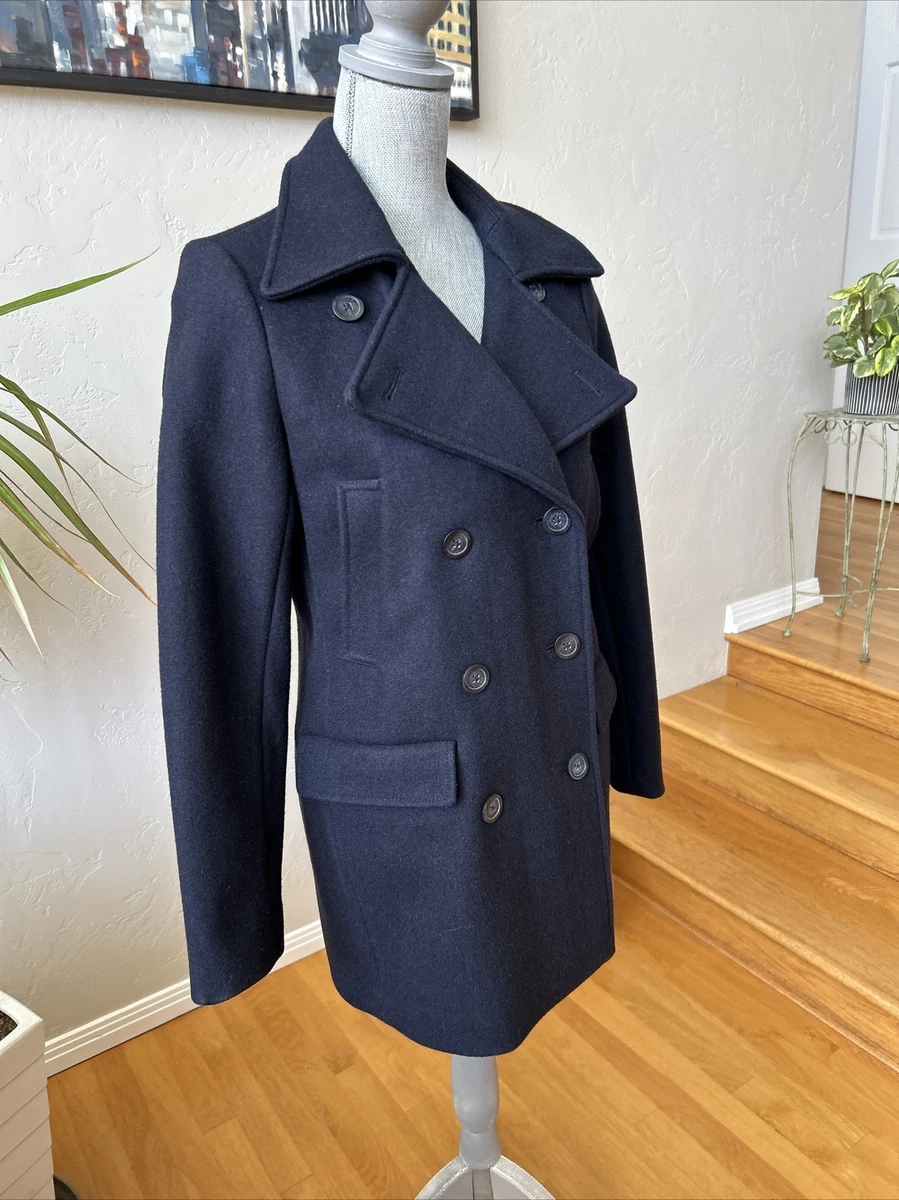 Women's Warm Double Breasted Wool Pea Coat Trench Coat Jacket with