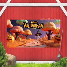 Happy Halloween Skeleton character banner sign