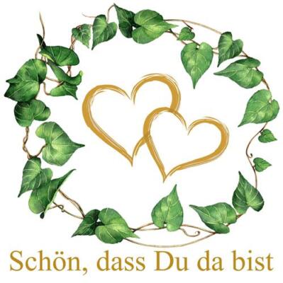 20 Servietten Hochzeit Herzen gold Blätter Tischdeko Liebe Taufe Geburt 33x33cm