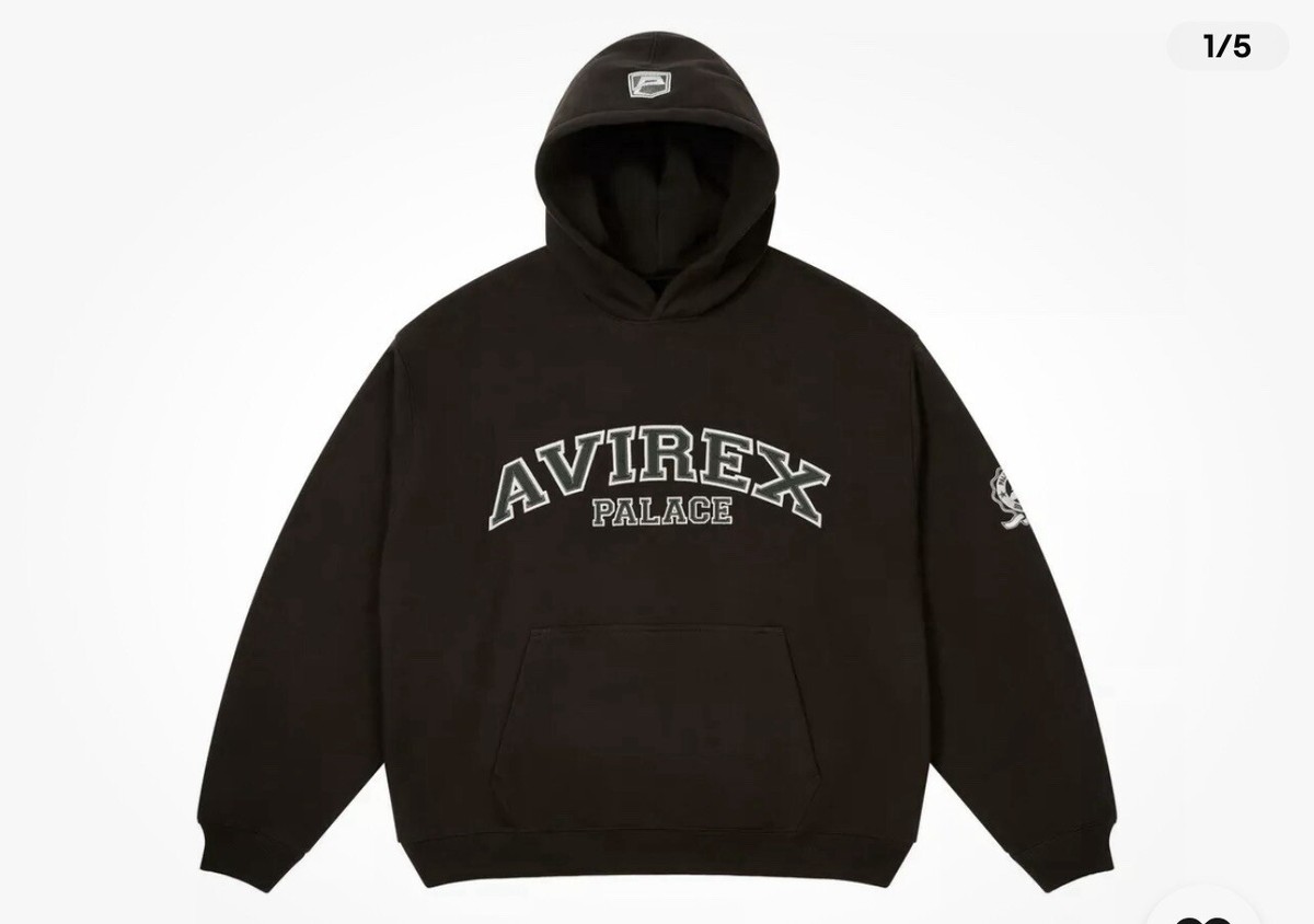 Palace Avirex Hood Hoodie Black xlarge hoody skateboards in