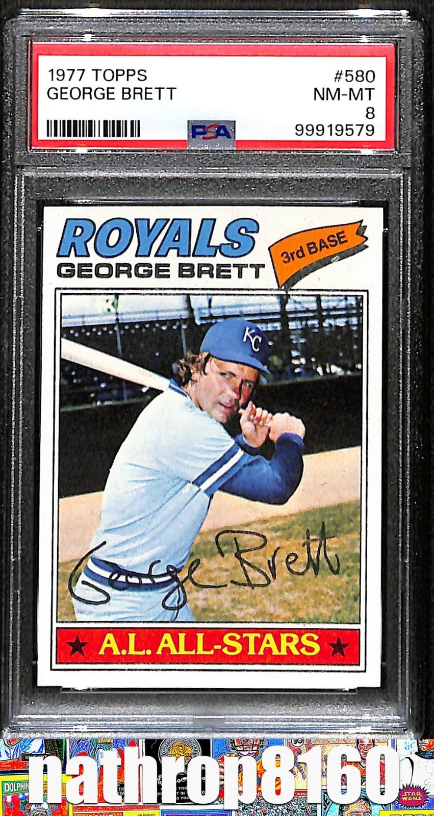 1977 Topps Baseball Card #580 George Brett HOF Kansas City Royals PSA 8 13401