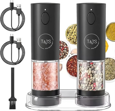 T&J'S Upgraded Larger Capacity Electric Salt and Pepper Grinder Set Rechargeable
