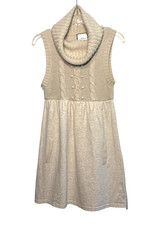 New York Confess Junior Cable Knit Sweater Sleeveless Cowl Neck Dress~L