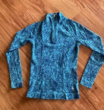 Smartwool Womens 250 Merino Base Layer 1/4 Zip XS Wave Blue Traced Dahlia