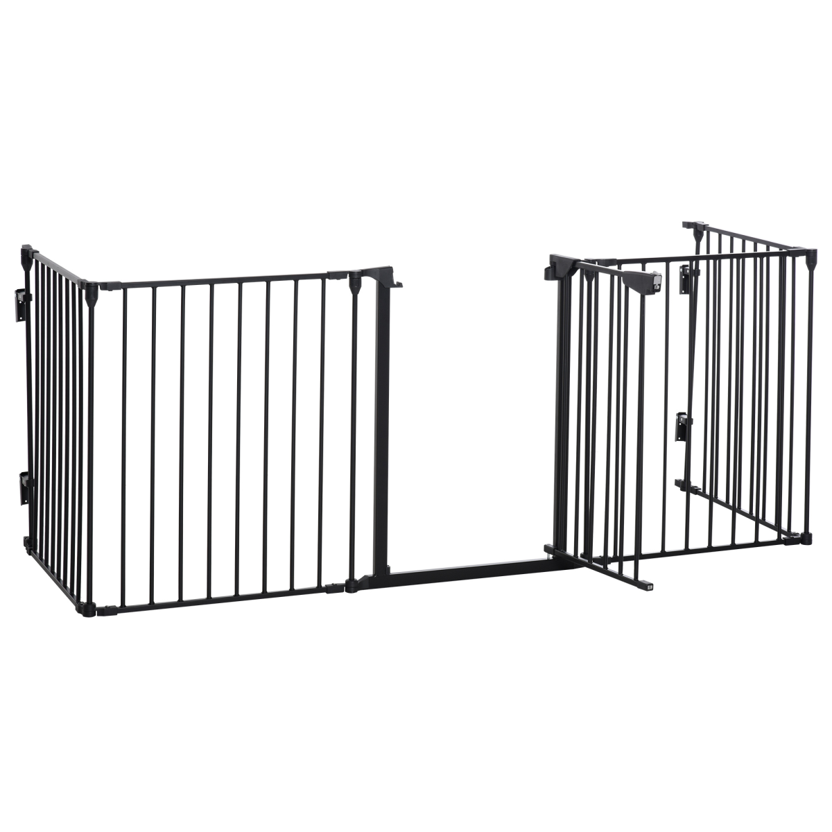PawHut 5-Panel Metal Pet Safety Gate and Playpen - Black, 74.5cm Height - Image 5