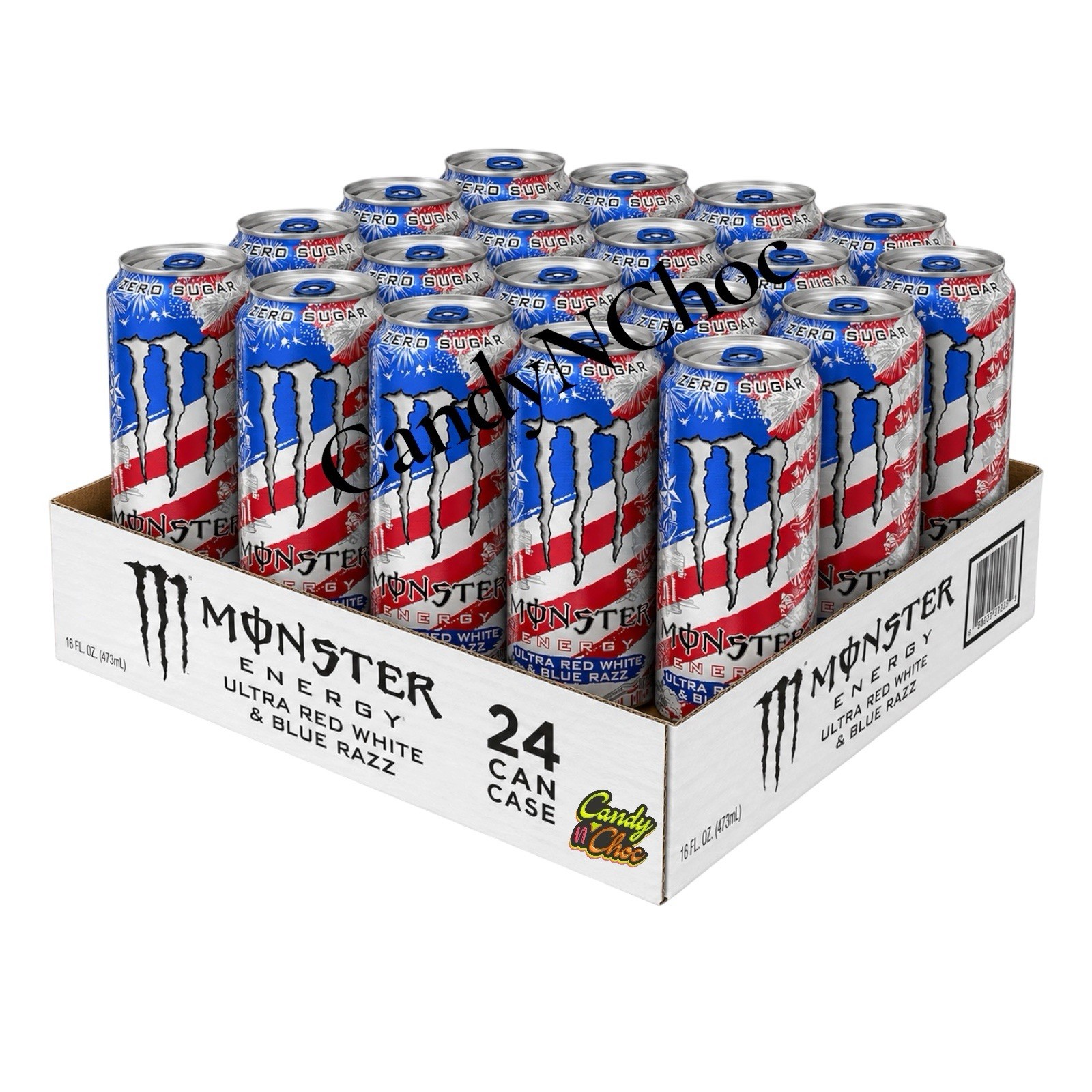 Monster Energy Drink Ultra Rojo Blanco Azul Razz Importación EE. UU. Nuevo Sabor Paquete de 24