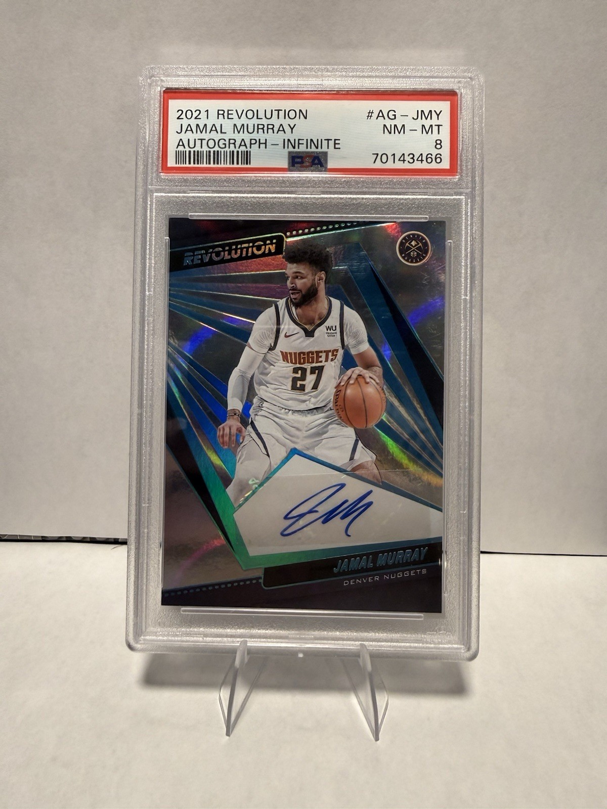 2021-22 Panini Revolution Jamal Murray #AG-JMY Auto Infinite /25 PSA 8