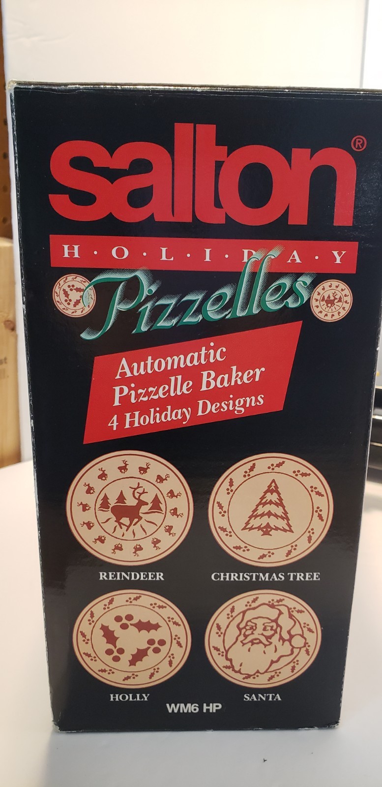 Vintage Salton Holiday Pizzelle Maker 1995 Model WM-6HP With Box