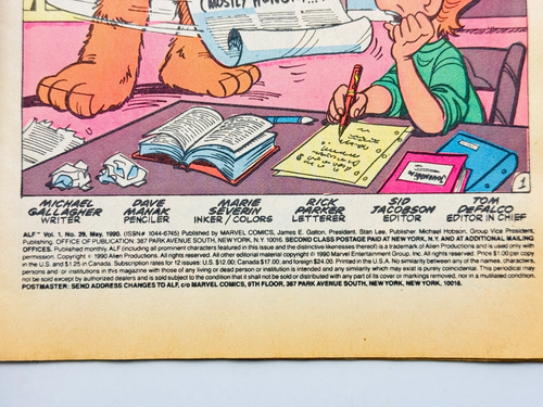 Vintage May 1990 ALF Comin' Atcha Marvel Vol 1 No. 29 Comic Book - Picture 4 of 4