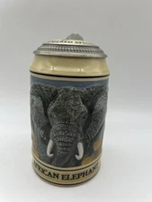 1990 Budweiser Endangered Species Series African Elephant Stein