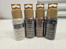 Lot of 4 Plaid 2oz Stencil Decor Stencil Gel Black Brown White Autum Colors